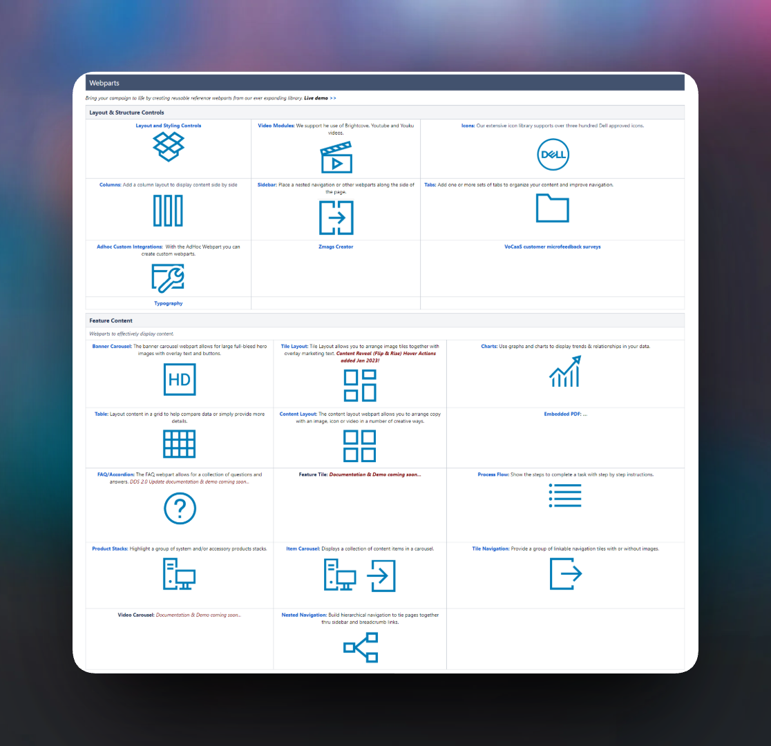 Component library screenshot