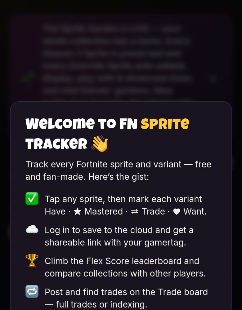 FN Sprite Tracker — mobile view